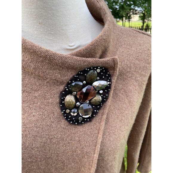 JM Collection Petite Wool Cardigan With Embellished Collar P/L - Picture 2 of 9